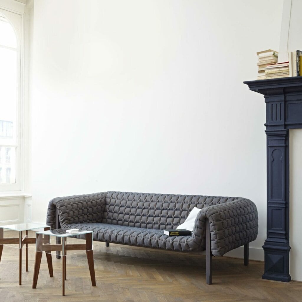 Ruché Inga Sempé Ligne Roset sofa quilting irregular pleats solid wood French design