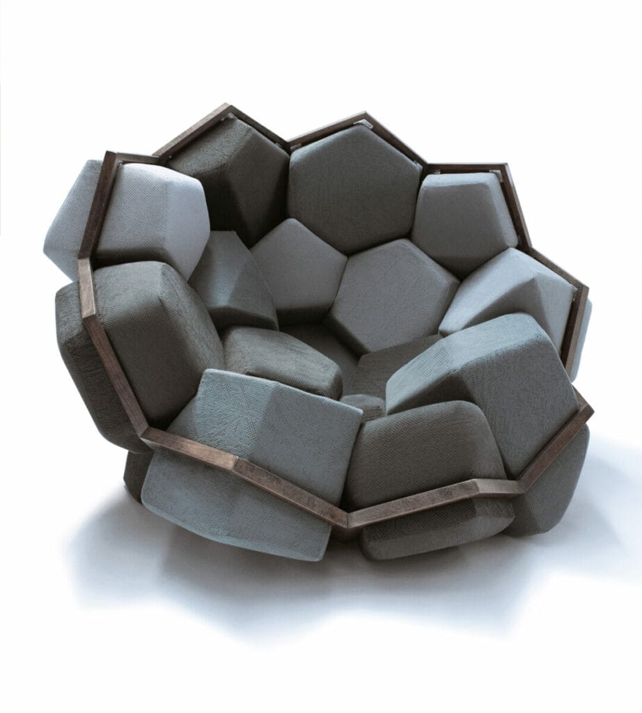 Quartz CTRLZAK D3CO geometric armchair facets mineral ecological sustainable design
