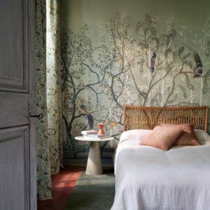 Aviary panoramic wallpaper – An invitation to escape, inspired by 18th century chinoiseries