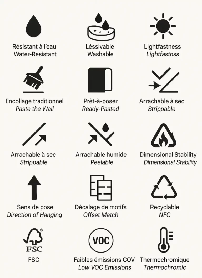Wallpaper Pictograms and Technical Classifications