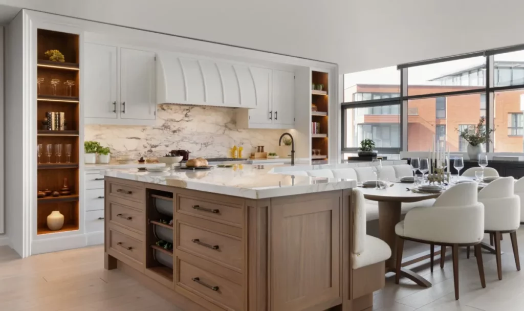 cuisine luxe anglais marbre blanc et bois collection iconic de Smallbone