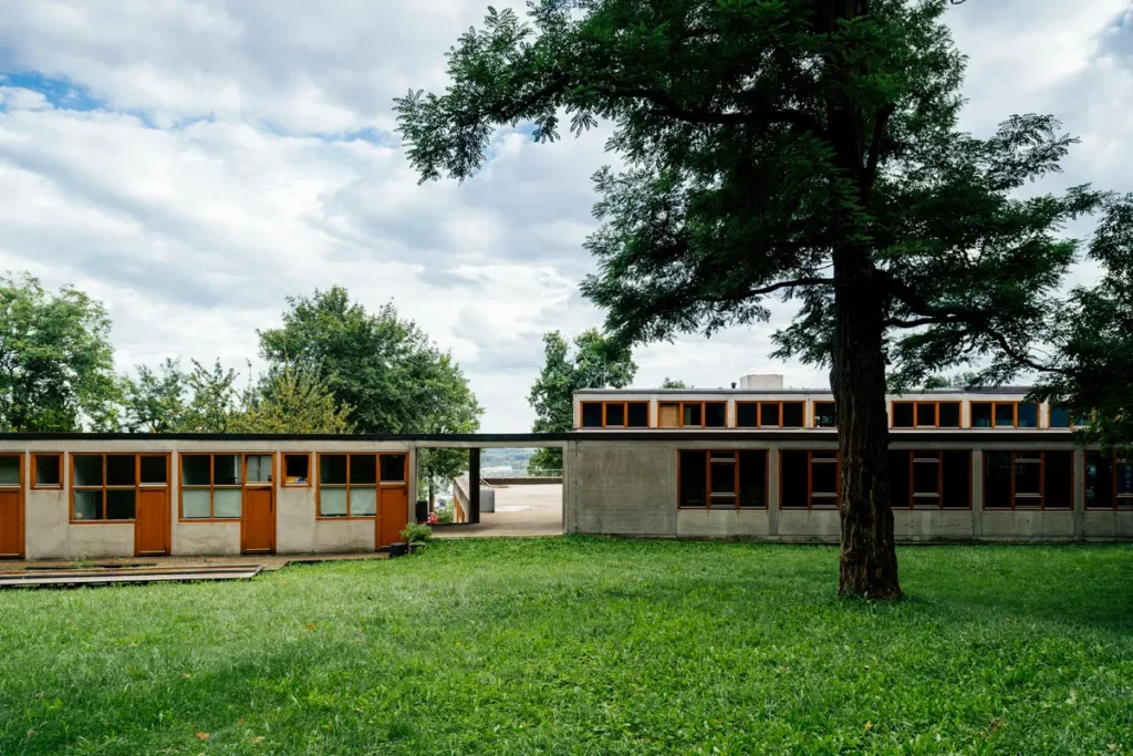 Ulm Design Institute building facade glass structure founded by Max Bill 1950s