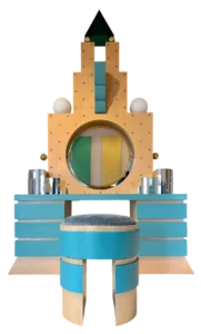 Plaza dressing table (1981) by Michael Graves for Memphis — postmodern design combining classical references and contemporary materials