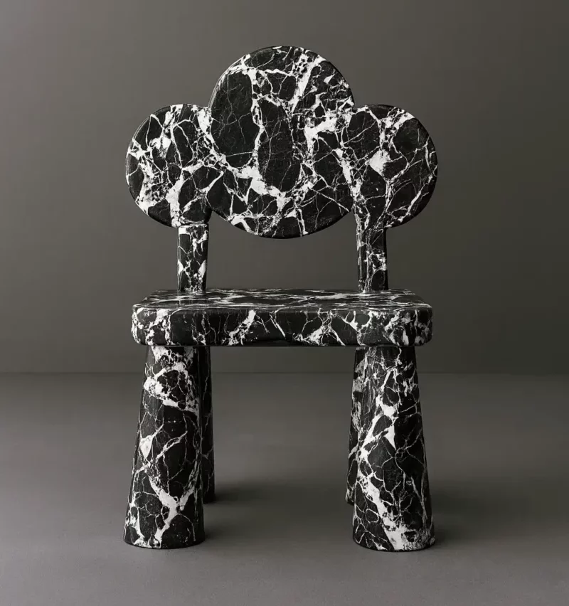 Uvola chair in sculpted stone by Jérôme Bugara Éditions