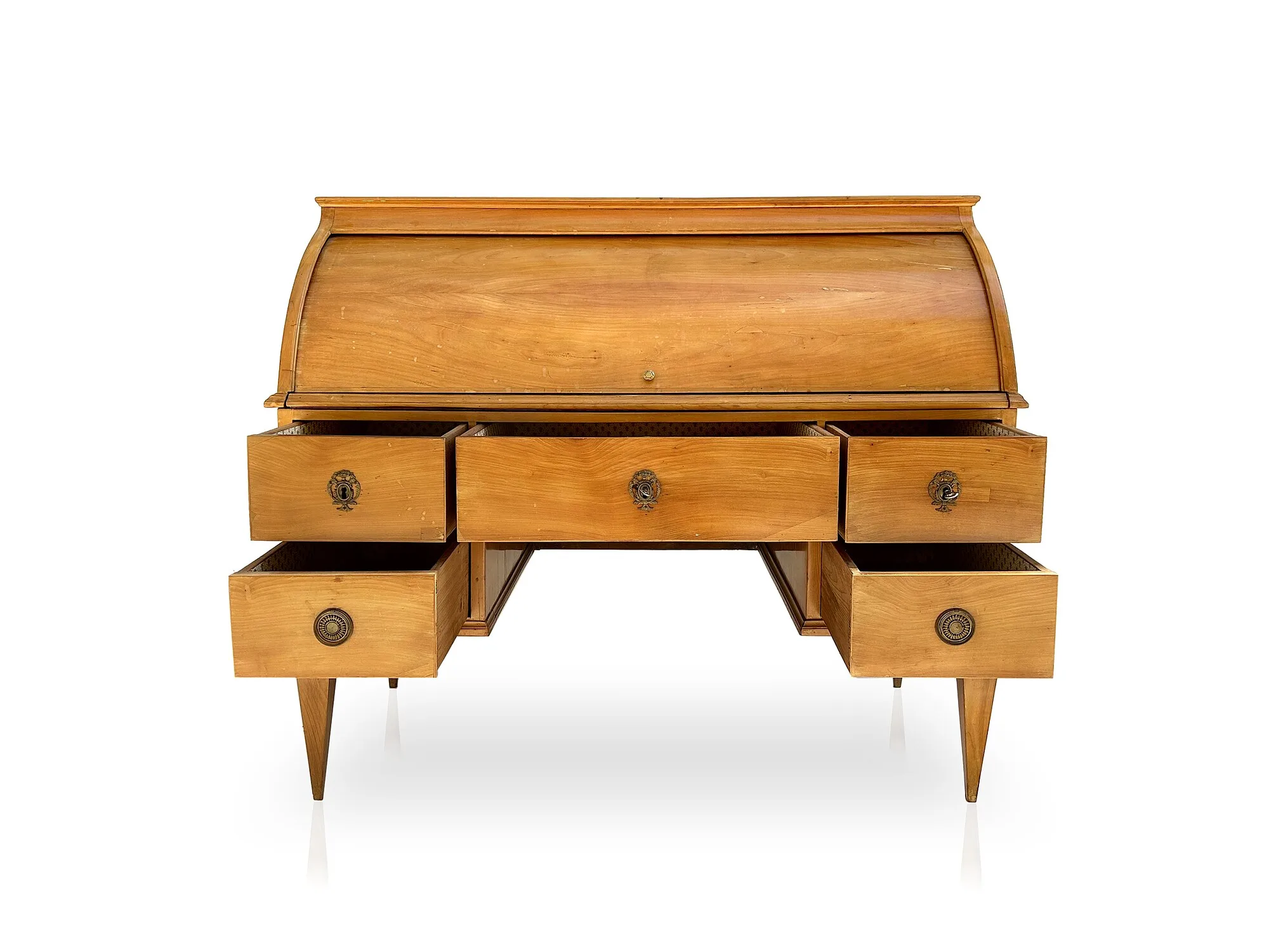 Biedermeier cylinder desk in light wood