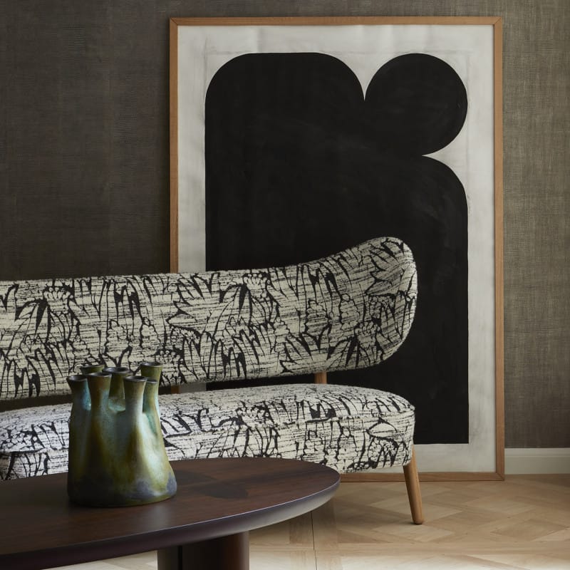 Black and white bouclé wool jacquard upholstery fabric